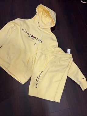 Tommy Hilfiger Kids Light Yellow Hoodie & Shorts Set